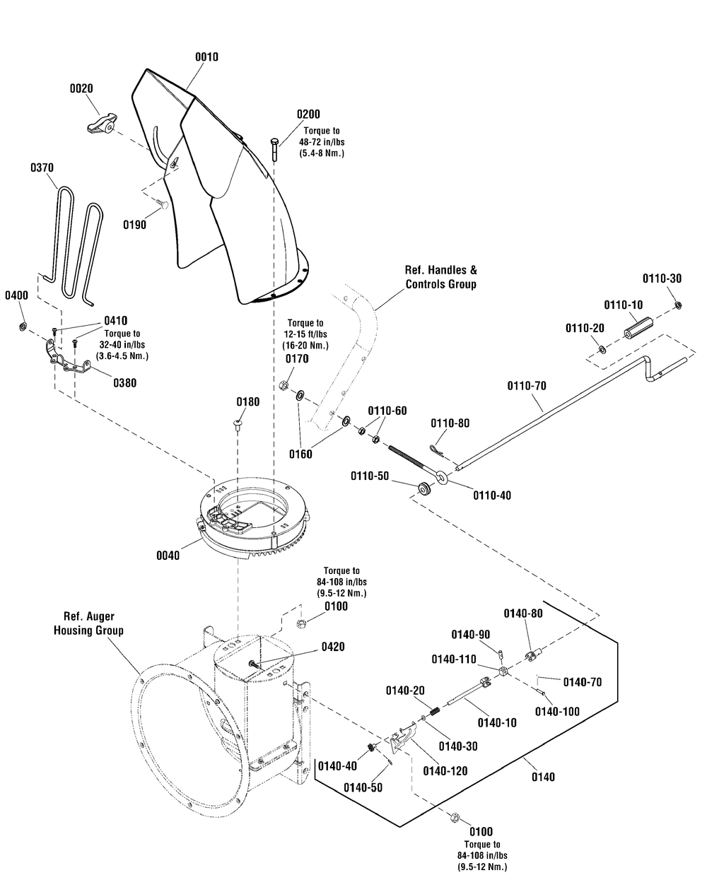 Discharge Chute Group - Left Hand Crank Diagram and Parts List for 1696524-00-CL61750R  Briggs and Stratton Snow Blower